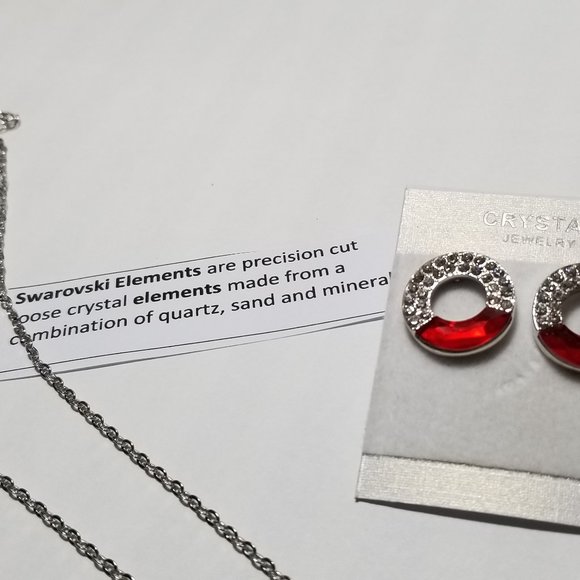 Circle Of Life Pendant Necklace and Earrings Set on silver Rhodium Plated - Picture 4 of 9